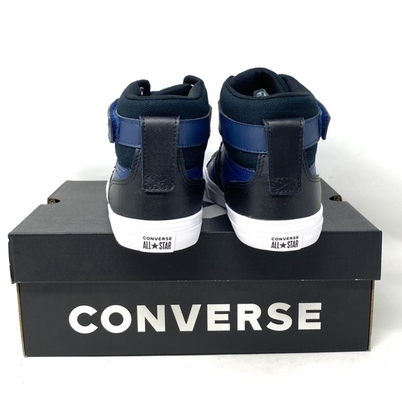 Converse Pro Blaze Strap Leather Sneakers High Top Navy Casual Women Kid A04834C - Picture 4 of 9